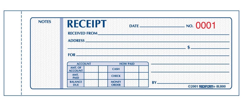 Rediform-Blueline 2-3/4" X 7" Carbonless Triplicate Money Receipt Book (8L802) - Image 3