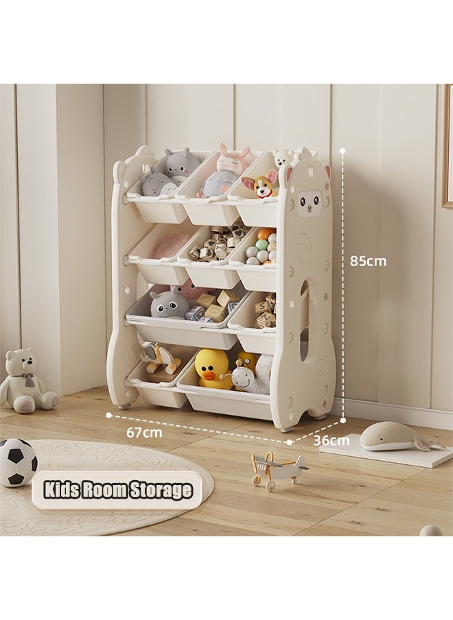 Beauenty Kids Room Storage Rack with Bins, Bedroom Organizer Bookcase, Durable Plastic Shelf (67x33x85cm)  - Image 1