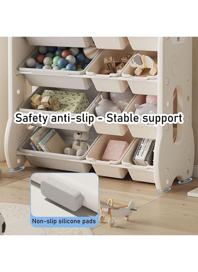 Beauenty Kids Room Storage Rack with Bins, Bedroom Organizer Bookcase, Durable Plastic Shelf (67x33x85cm)  - Image 3
