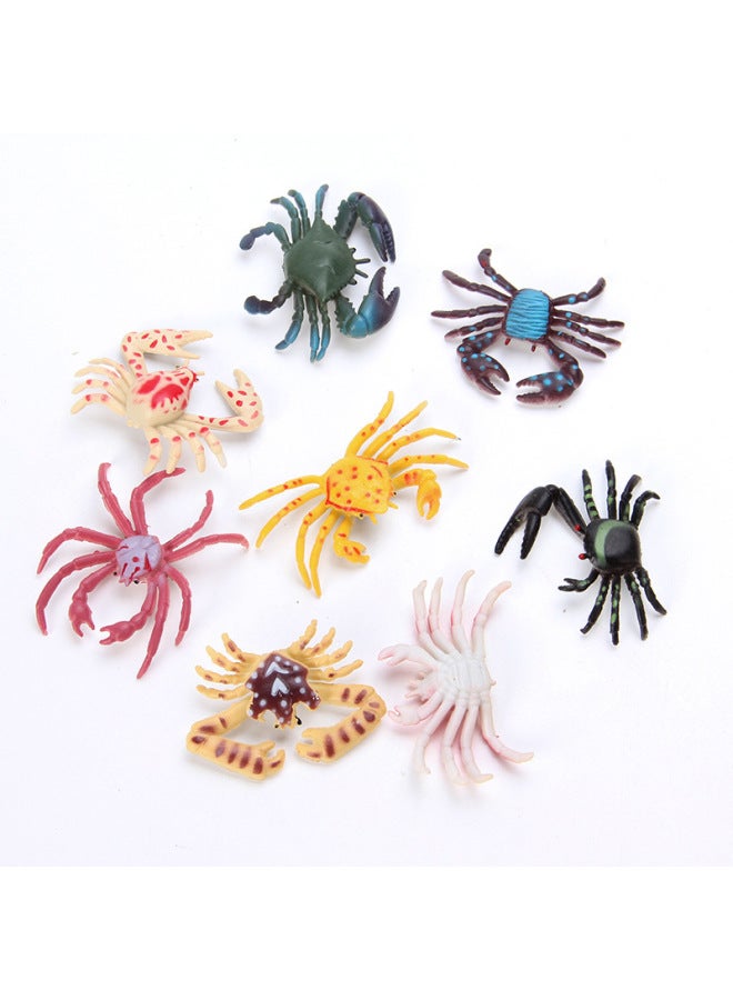Mini Animal Model Set Simulation Snake Frog Turtle Caterpillar Crab Goldfish Ornaments Children's Toys-Color:8 Mini Crabs  - Image 1