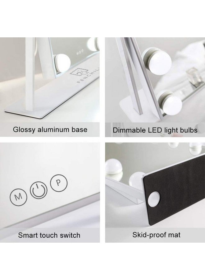FENCHILIN Vanity Mirror with Lights Lighted Makeup Mirror Makeup Vanity Mirror Smart Touch Control 3 Colors Dimmable Hollywood Mirror with Lights 10X Magnification 360° Rotation White