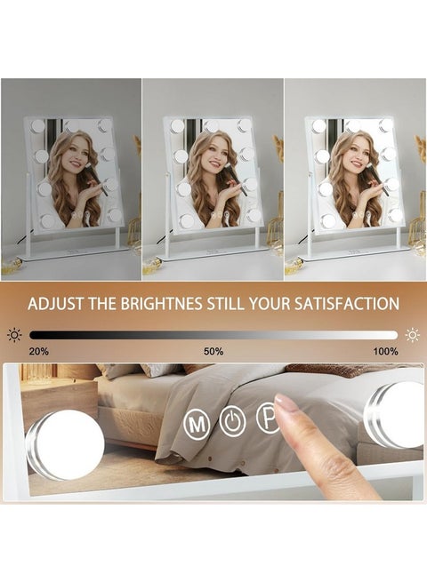 FENCHILIN Vanity Mirror with Lights Lighted Makeup Mirror Makeup Vanity Mirror Smart Touch Control 3 Colors Dimmable Hollywood Mirror with Lights 10X Magnification 360° Rotation White