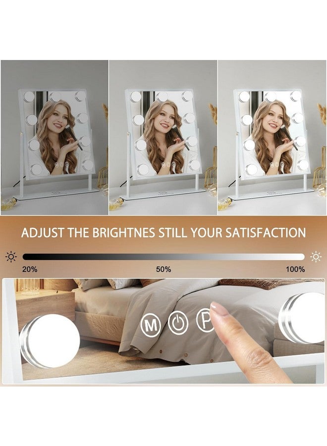 FENCHILIN Vanity Mirror with Lights Lighted Makeup Mirror Makeup Vanity Mirror Smart Touch Control 3 Colors Dimmable Hollywood Mirror with Lights 10X Magnification 360° Rotation White