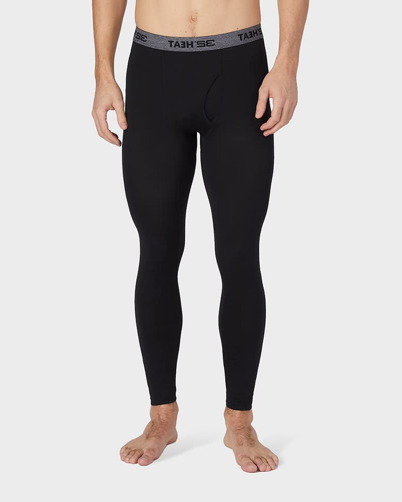 32 Degrees Men's 2-Pack Performance Lightweight Thermal Baselayer Legging Pant, Black/Black, Large - Image 4
