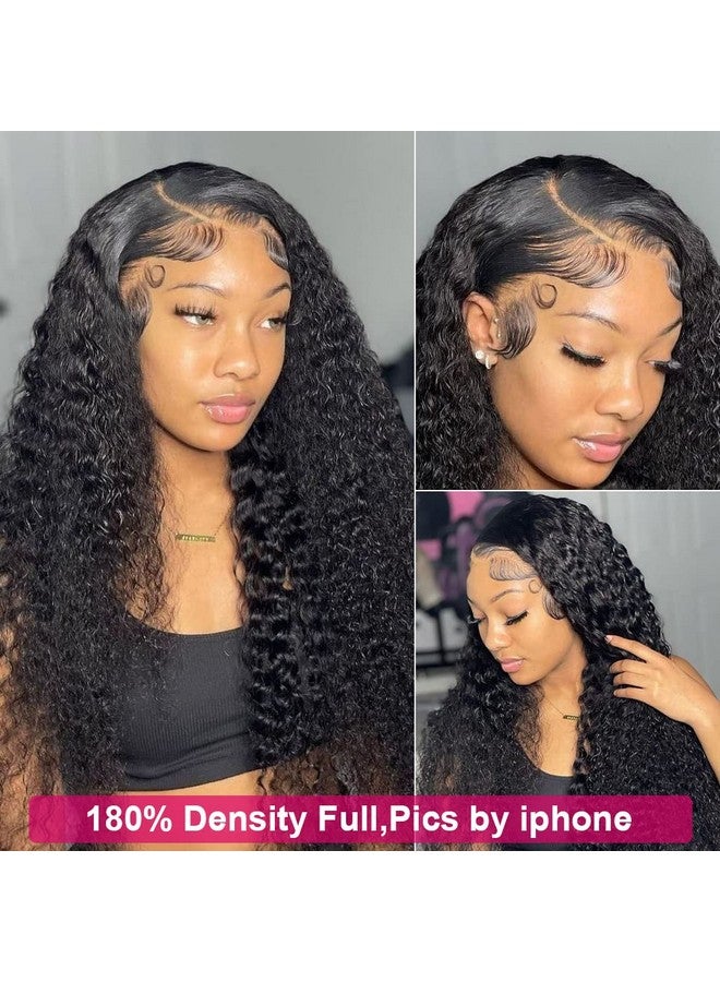 Wingirl 180 Density 13X4 Hd Lace Front Wigs Human Hair Pre Plucked With Baby Hair Transparent Glueless Brazilian Deep Wave Frontal Wigs For Women Natural Black Color - Image 2