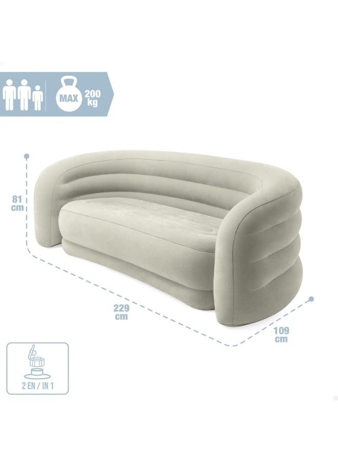 Intex Curved Inflatable Sofa, Olive Beige - Image 2