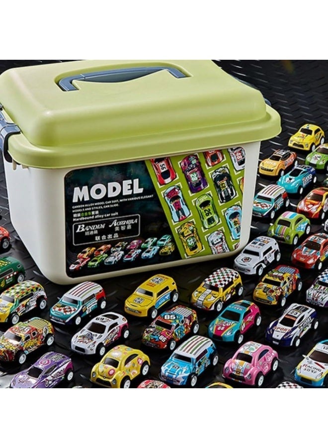 50-Piece Die-Cast Model Car Mega Set with Portable Storage Box – The Ultimate Gift for Young Racing Fans - Image 1