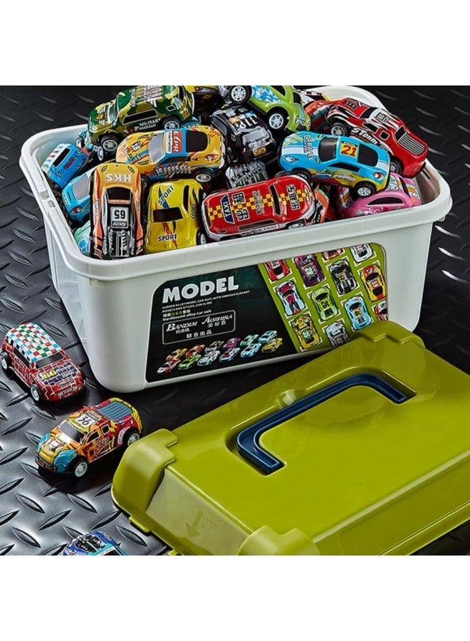 50-Piece Die-Cast Model Car Mega Set with Portable Storage Box – The Ultimate Gift for Young Racing Fans - Image 3