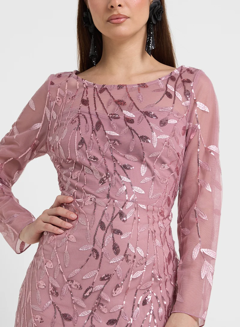 Ella Limited Edition Floral Sequin Gown Dress