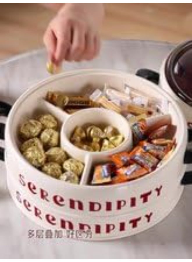 Serendipitya Snack Serving Tray with Lid - Divided Appetizer Serving Tray Set, Empty Sectional Gift Box for Nuts & Dry Fruit Tray, Veggie Serving Platter, Candy Dish, Acrylic Clear-Gold, 4 Compartments, - Image 2