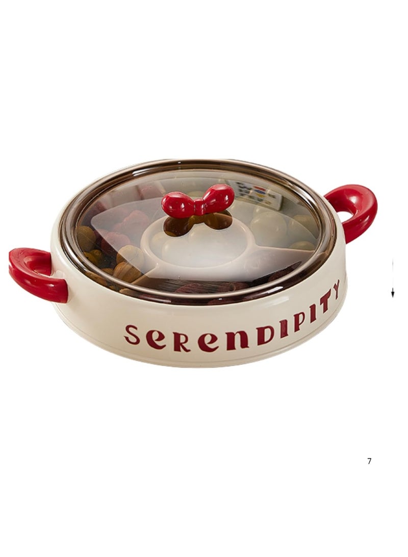 Serendipitya Snack Serving Tray with Lid - Divided Appetizer Serving Tray Set, Empty Sectional Gift Box for Nuts & Dry Fruit Tray, Veggie Serving Platter, Candy Dish, Acrylic Clear-Gold, 4 Compartments, - Image 1