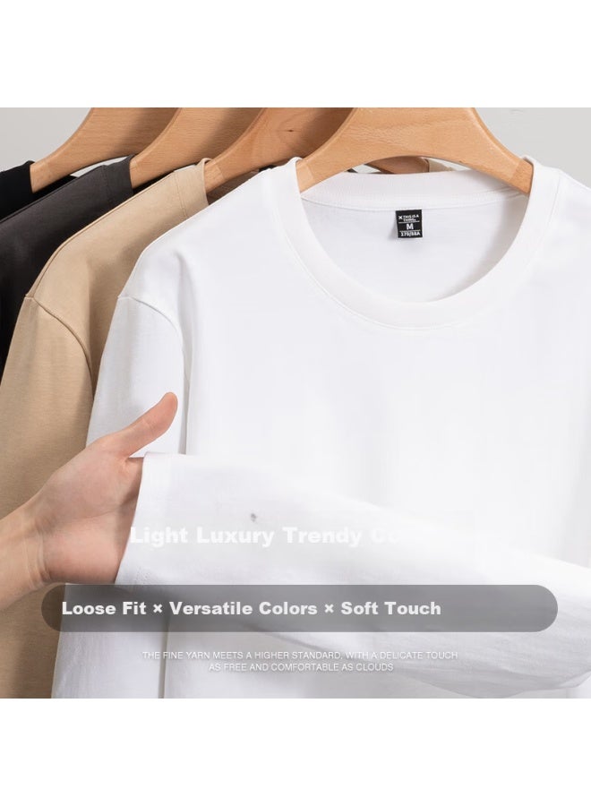 Baleno 2-pack Pure Cotton Long Sleeve T-shirts For Men Spring Autumn New White Heavyweight Premium Base Layer - Image 1