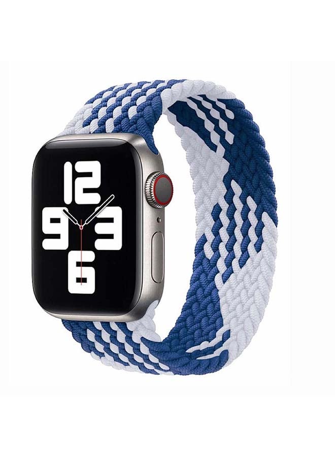 Perfii Braided Solo Band For Apple Watch Series 6/SE/5/4/3/2/1 44/42mm Blue/White - Image 2