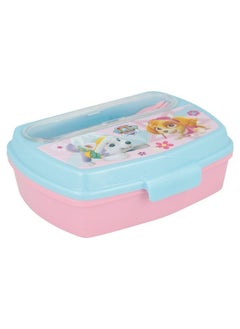 Disney Funny Sandwich Box with Cutlery Paw Patrol Girl Comic BPA Free Portable Lunch Container for Kids Customizable Design Perfect for Disney Cars Fans  - Image 1