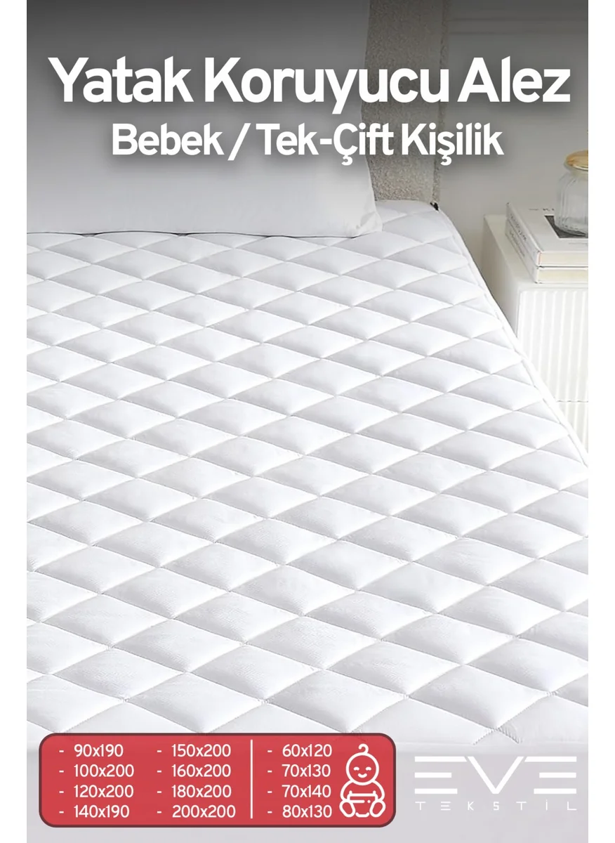 Eve Tekstil 100% Natural Cotton Quilted Fitted Protector Baby - Single - Double Quilted Mattress Protector Mattress Protector