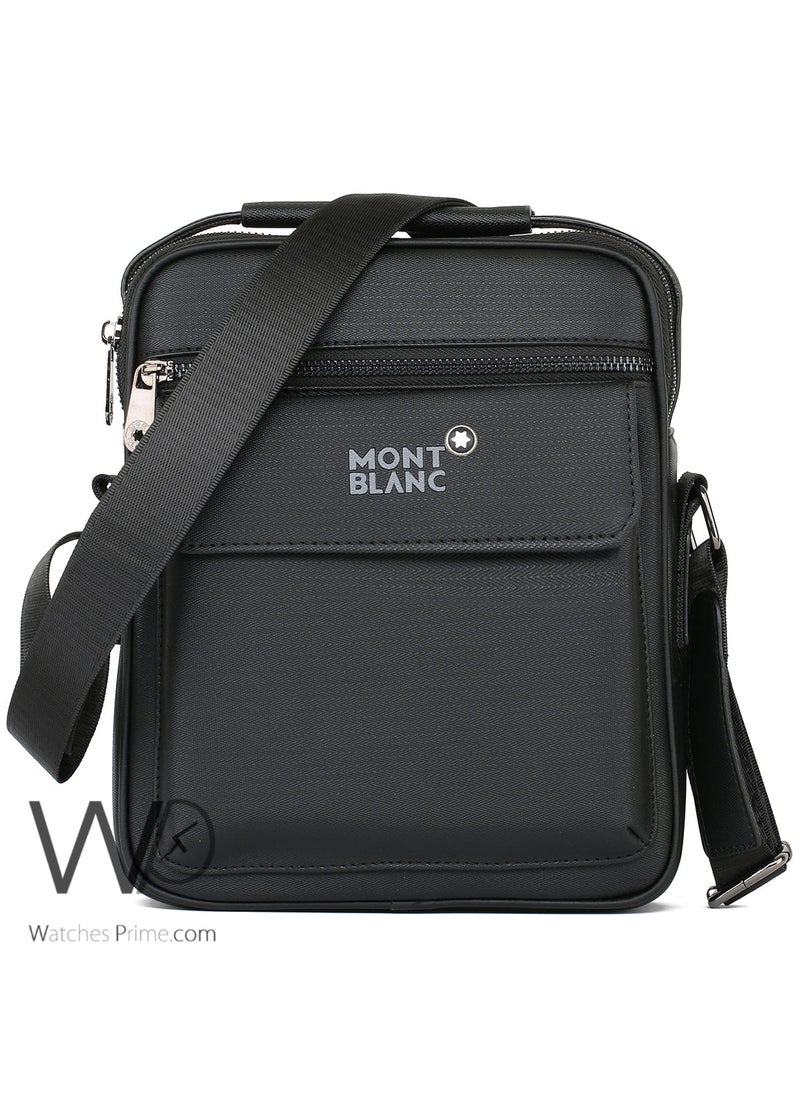 MONTBLANC Black Leather Montblanc Crossbody Messenger Bag For Men  - Image 1