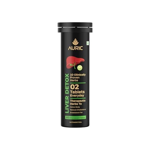 Auric Liver Detox Supplement | 20 Tablets Fizzy Water with 10 Ayurvedic Herbs | Clinically Researched Therapeutic Ingredients | Drop, Dissolve, Fizz, Drink | Liv 365 - Image 1