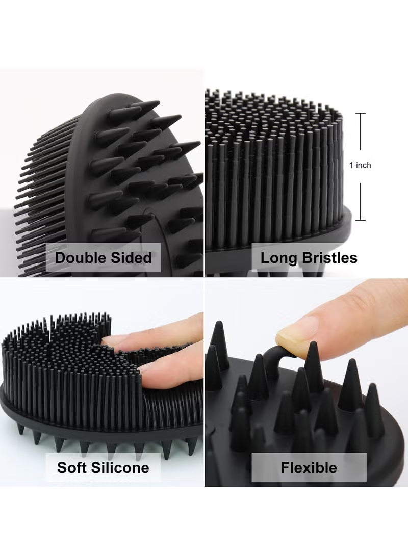 Upgrade 2 in 1 Bath and Shampoo Body Brush, Silicone Exfoliating Body Scrubber for Use in Shower, Premium Silicone Loofah, Head Scrubber, Scalp Massager, Easy to Clean (1PC Black) - Image 2