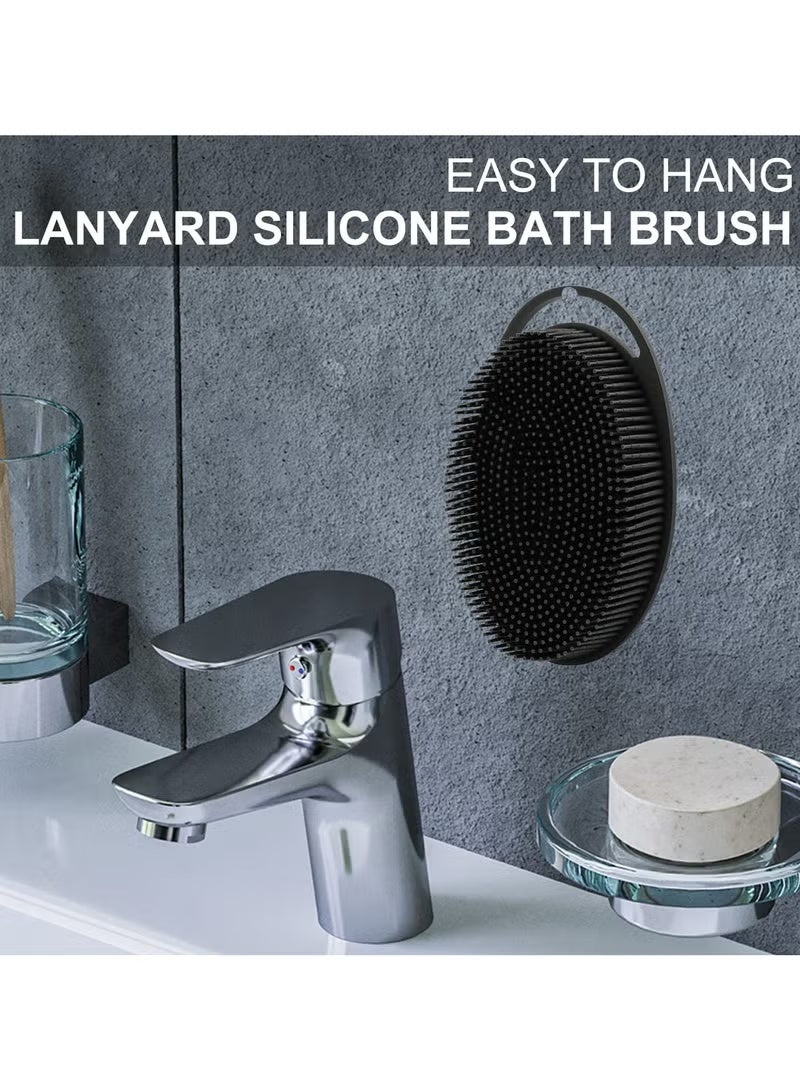 Upgrade 2 in 1 Bath and Shampoo Body Brush, Silicone Exfoliating Body Scrubber for Use in Shower, Premium Silicone Loofah, Head Scrubber, Scalp Massager, Easy to Clean (1PC Black) - Image 4