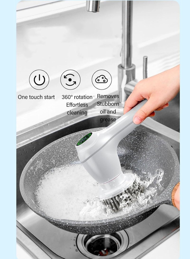 general Electric Scrubber, Cordless Cleaning Brush with 2 Adjustable Speeds, 7 Replaceable Brushes, LED Battery Display Shower Cleaning Brush for Bathroom, Floor, Windows, Floor Tile - Image 5