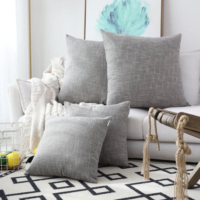 Kevin Textile Disrodative Linen Throw Cover Cover Cashion Case New 2 Tone Star Pillowcase Coushion Cushion Coushion لأريكة أريكة سرير (26 × 26 بوصة رمادية) من 2