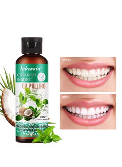 lakerain Coconut & Mint Oil Pulling Mouthwash Bad Breath Treatment for Adults, Dry and Bad Mouth Smell Removing Drops, Easy to Carry and Handy Fresh Breath Oil Serum 60ml  - Image 1