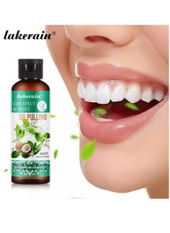 lakerain Coconut & Mint Oil Pulling Mouthwash Bad Breath Treatment for Adults, Dry and Bad Mouth Smell Removing Drops, Easy to Carry and Handy Fresh Breath Oil Serum 60ml  - Image 2