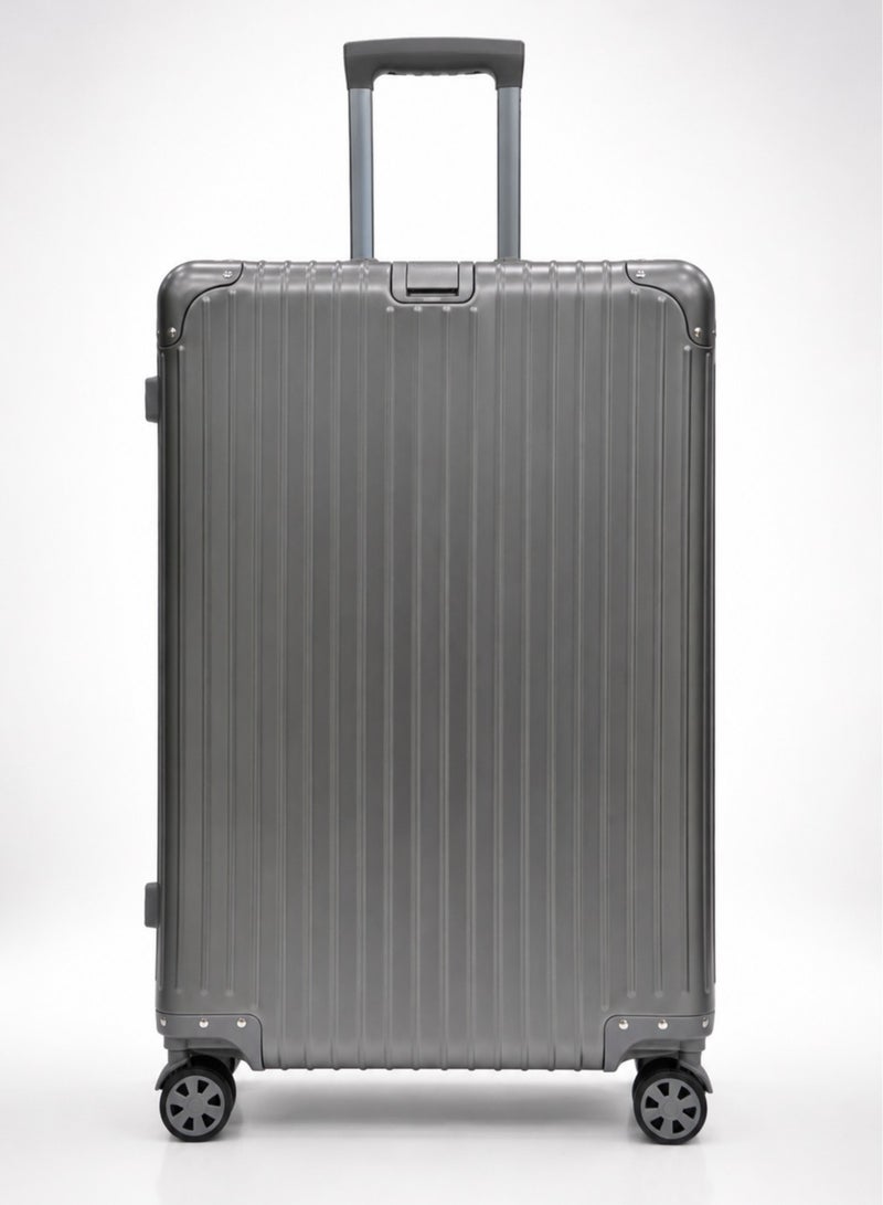100% Genuine Full Aluminum Travel Suitcase featuring a premium aluminum shell, 360° dual spinner wheels, secure safety lock, telescopic handle, available in 20-inch and 28-inch sizes, offered in multiple colors, and includes a free silicone protective cover as a complimentary gift. - Image 3