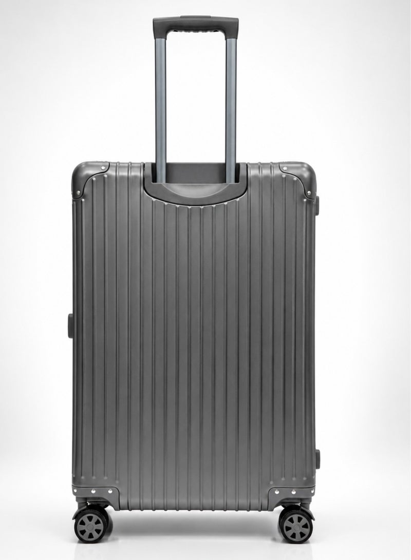 100% Genuine Full Aluminum Travel Suitcase featuring a premium aluminum shell, 360° dual spinner wheels, secure safety lock, telescopic handle, available in 20-inch and 28-inch sizes, offered in multiple colors, and includes a free silicone protective cover as a complimentary gift. - Image 5