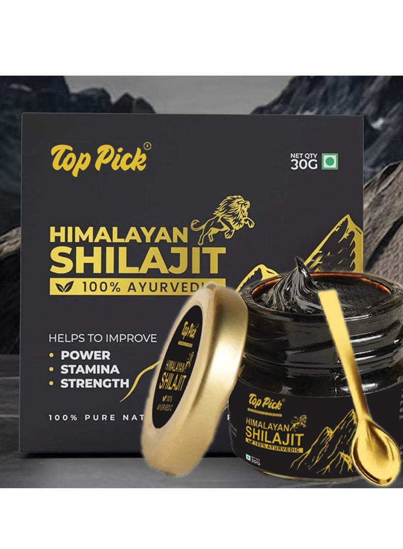 Top Pick 100% Pure Himalayan Shilajit Resin - 30 Gms - Boost Strength - Improves Endurance