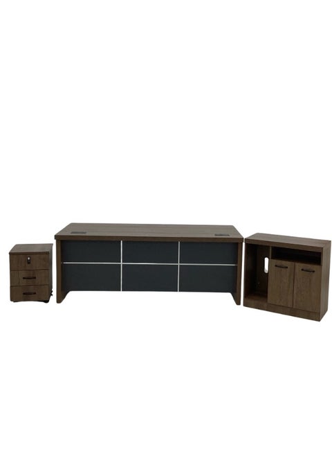 Computer desk and reception counter with storage shelf and movable drawer unit, office computer table 200*90*80 cm