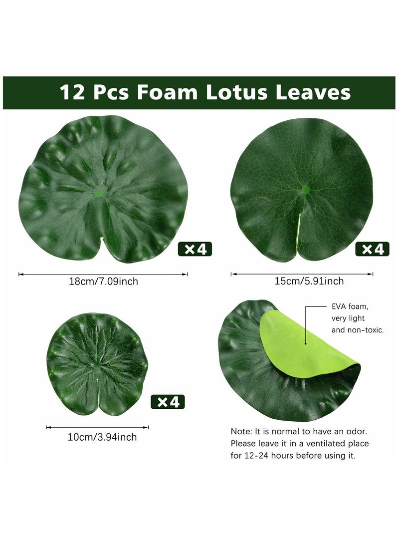 Excefore Plastic Frogs Set Includes 24 Pieces Tiny Plastic Frog and 12 Pieces Artificial Floating Lotus Leaves for Pond Pool Decoration Party Supplies  - Image 3