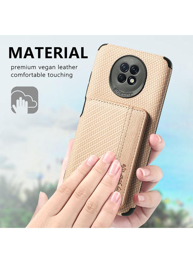 erorex Case For Xiaomi Redmi Note 9 5G Carbon Fiber Magnetic Card Bag TPU+PU Shockproof Back Cover Case with Holder & Card Slot & Photo Frame - Image 5