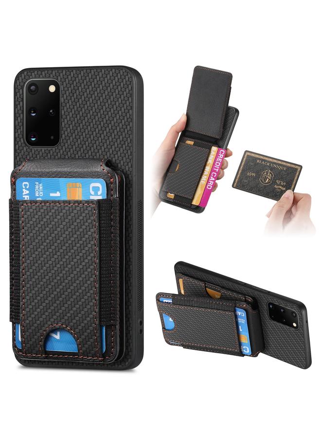 اس-توب جراب لهاتف Samsung Galaxy S20+ مصنوع من ألياف الكربون مع حامل محفظة عمودي قابل للطي - Image 1