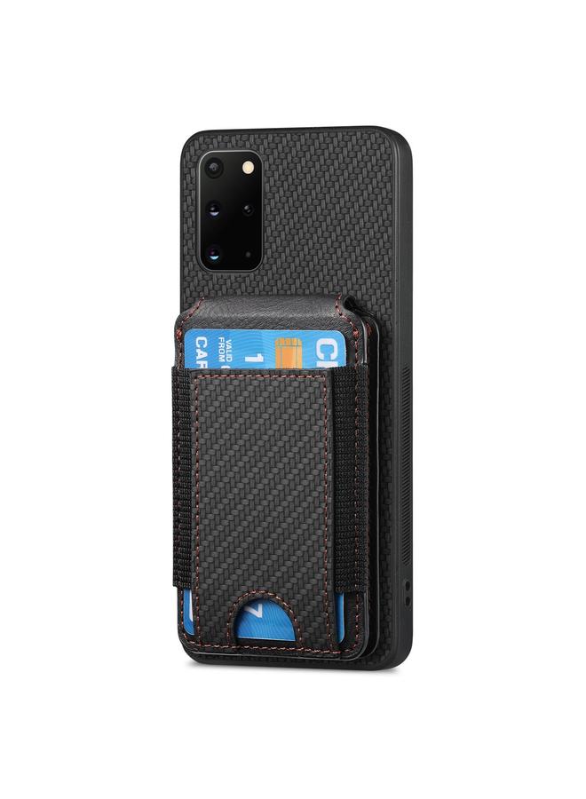 اس-توب جراب لهاتف Samsung Galaxy S20+ مصنوع من ألياف الكربون مع حامل محفظة عمودي قابل للطي - Image 2