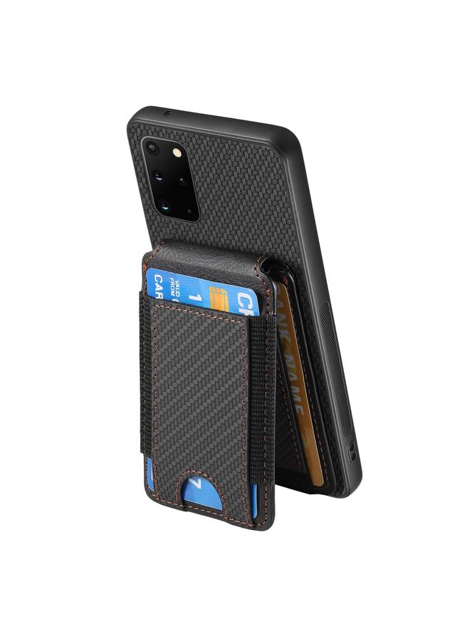 اس-توب جراب لهاتف Samsung Galaxy S20+ مصنوع من ألياف الكربون مع حامل محفظة عمودي قابل للطي - Image 3