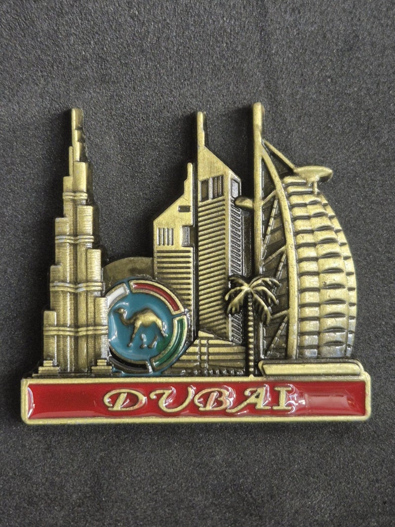 DT DECTONE Metal Fridge Magnet, Dubai Written 3D Metal Magnet for Fridge, Study Table, Office Desk, Ideal Gift, Best Home Decor Item for Travel Enthusiasts 6 X 6 CM, Pack of 1 - Image 1