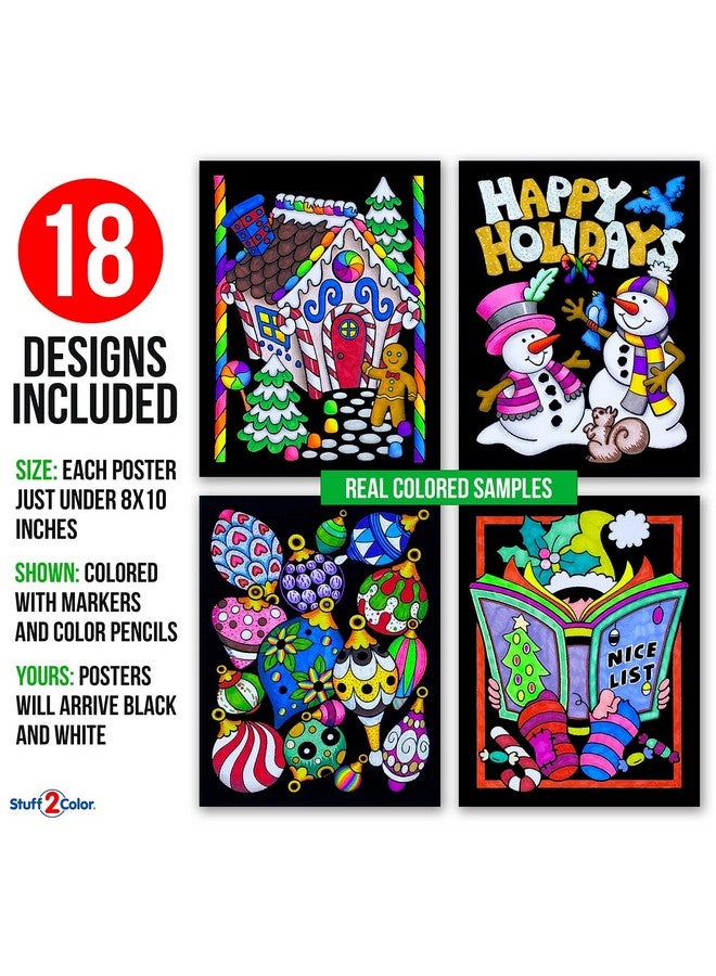 ستاف 2 كلر مجموعة رائعة من 18 ملصق تلوين مخملي ناعم (إصدار عيد الميلاد) - مشروع حرفي ممتاز لمشاركته وتلوينه مع العائلة - متعة التلوين لجميع الأعمار (الأطفال، والأطفال الصغار، والكبار) (حزمة واحدة) - Image 2