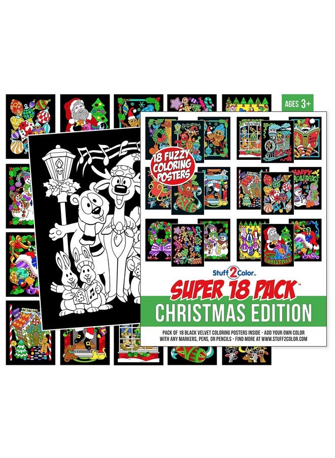 ستاف 2 كلر مجموعة رائعة من 18 ملصق تلوين مخملي ناعم (إصدار عيد الميلاد) - مشروع حرفي ممتاز لمشاركته وتلوينه مع العائلة - متعة التلوين لجميع الأعمار (الأطفال، والأطفال الصغار، والكبار) (حزمة واحدة) - Image 1