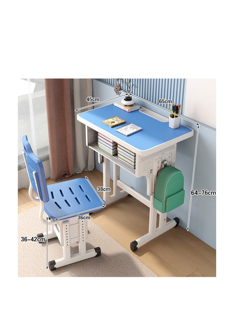 ZUIHAO ZUIHAO Home Adjustable Height Children Kids Study Desk and Chair Set Multifunctional School Student Writing Desk Study Table with Storage Drawer Sturdy Reading Chair Desk for Boys and Girls - Image 2