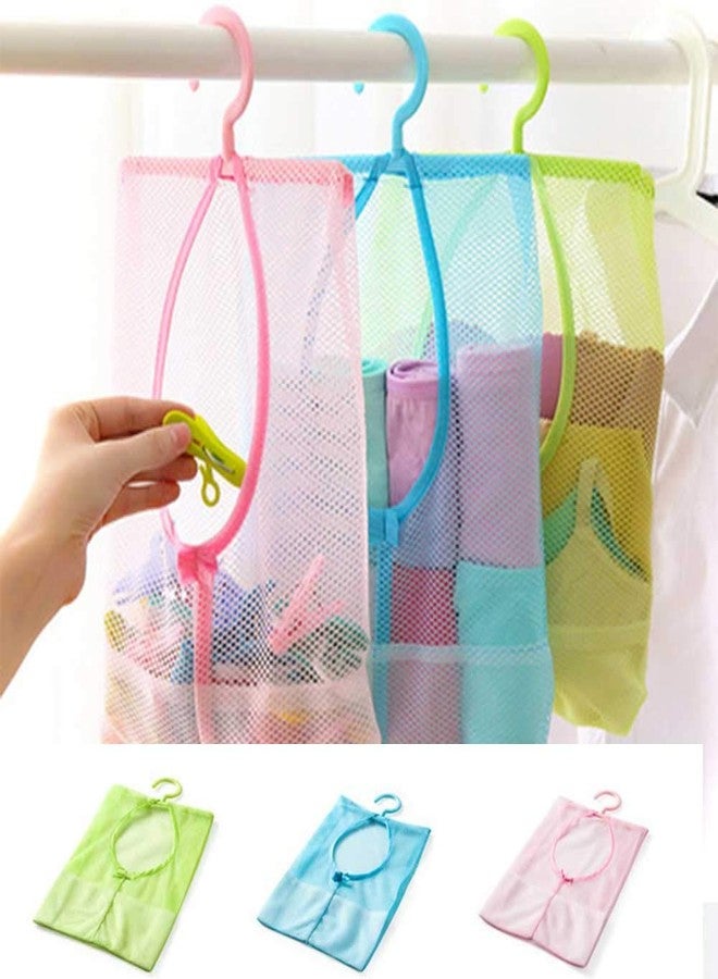 Zomoza Multipurpose Clothespin Bag with Hanger Storage Bag Mesh Net Laundry Clothespin Hook Towel Net(2pcs) - Image 1