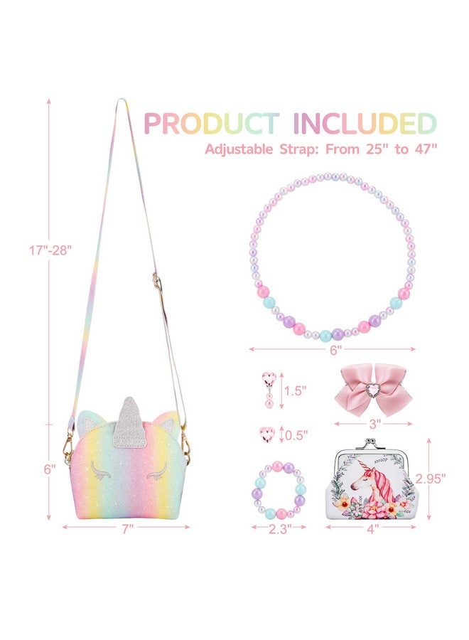 JYPS 7Pcs Unicorn Purse Set With Jewelry For Girls Birthday Gifts And Pretend Play Accessories - Image 4