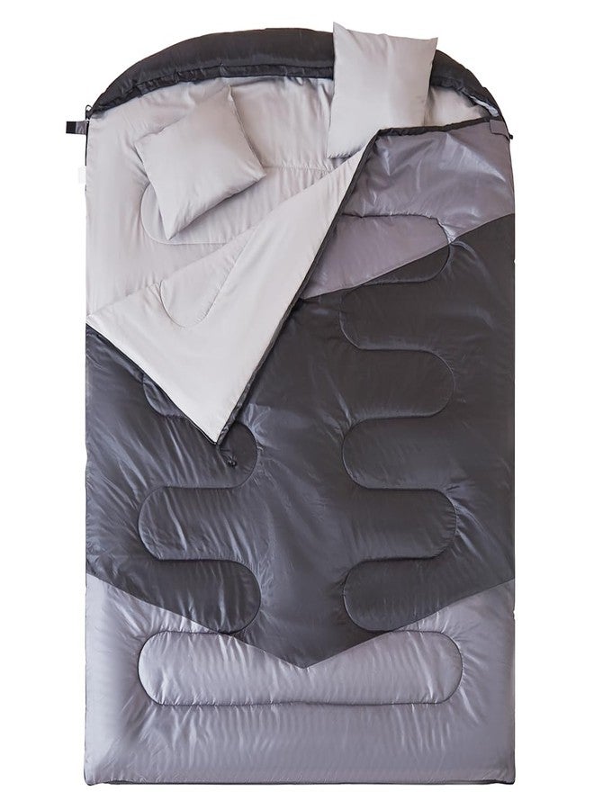 oaskys كيس نوم مزدوج من أواسكيز للبالغين مع وسادتين - مقاس كوين XL، مقاوم للماء، مناسب للتخييم والمشي لمسافات طويلة وحمل الحقائب في جميع الفصول، أكياس نوم لشخصين للطقس البارد والدافئ - Image 1