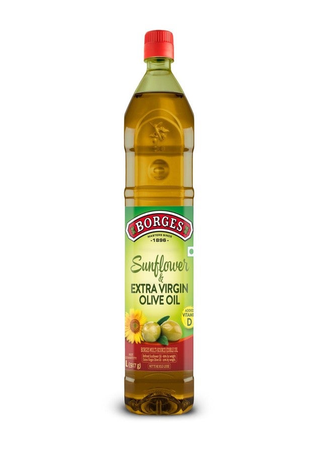 Borges Super blend of Extra virgin Olive oil & Sunflower oil - 1 ltr | Ideal for Deep frying, Shallow Frying, all types of cuisines - Image 1