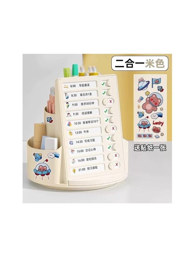 Spaceshoop - Rotating Pen Holder Desk Organiser Compartments, Improved Large Capacity, 360° Rotatable, Can Hold Pencils, Colouring Pencils, Various Stationery and Paper Clipboard - Image 1
