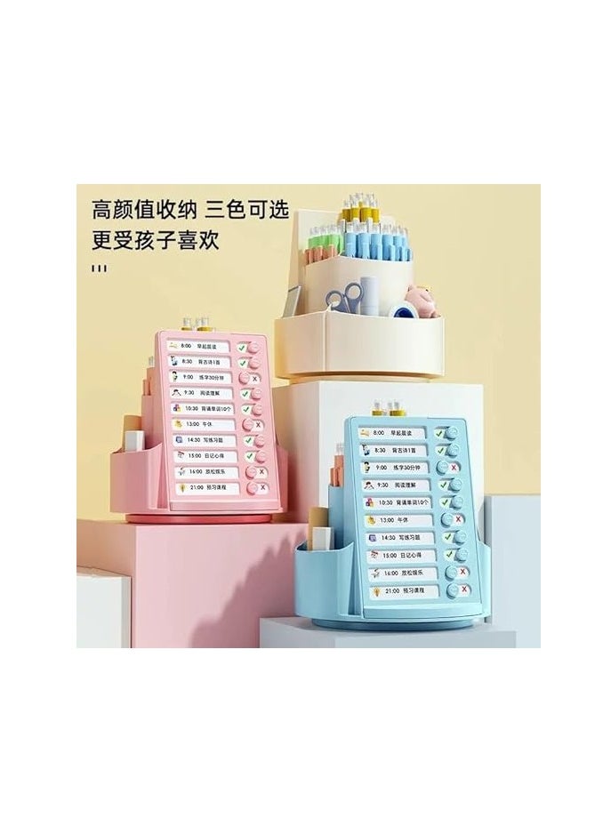 Spaceshoop - Rotating Pen Holder Desk Organiser Compartments, Improved Large Capacity, 360° Rotatable, Can Hold Pencils, Colouring Pencils, Various Stationery and Paper Clipboard - Image 1