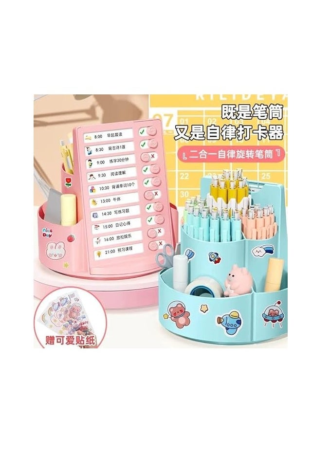 Spaceshoop - Rotating Pen Holder Desk Organiser Compartments, Improved Large Capacity, 360° Rotatable, Can Hold Pencils, Colouring Pencils, Various Stationery and Paper Clipboard - Image 1