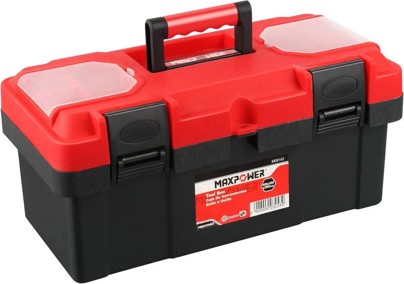 Max Power Tool Box 16 inch, Plastic Small Tool Box with Latch and Removable Tray, Lockable Toolbox for Home - Image 1