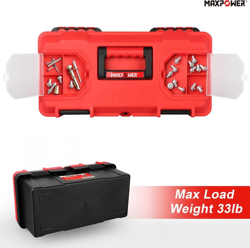 Max Power Tool Box 16 inch, Plastic Small Tool Box with Latch and Removable Tray, Lockable Toolbox for Home - Image 4
