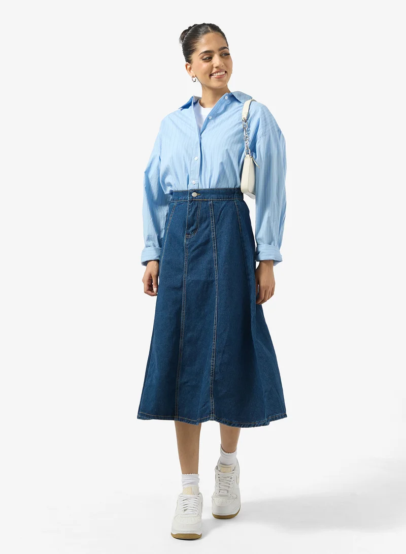 جينجر Denim A Line Maxi Skirt